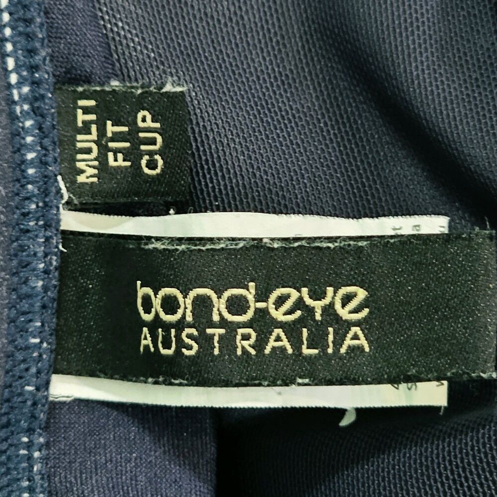 Bond-Eye Australia Ruched Slimming One Piece Swimsuit Womens 10 Navy Blue Stripe - Picture 4 of 6